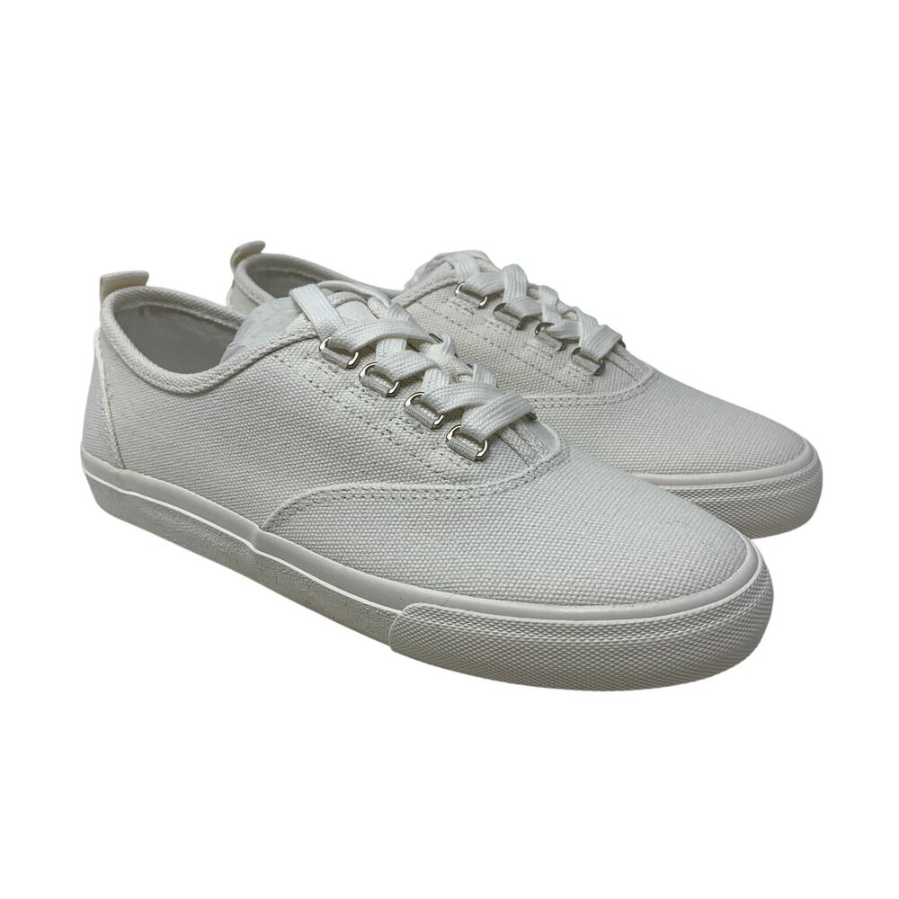 J.Crew Recycled Canvas Sneaker Womens Size 8.5 Ivory White Lace Up NEW